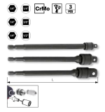 Adaptateur de douilles impact à verrouillage 1/4"x1/2" - 1/4"x1/4" ou 1/4"x3/8" -L150mm - KRAFTWERK