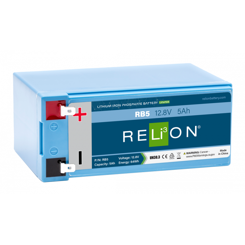 Batterie Lithium 12.8 V - 5Ah - F2 Terminal - LiFePO4 - RELiON