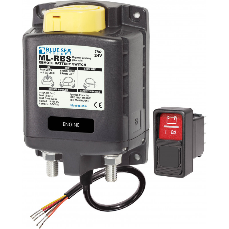 Blue Sea Systems Solénoïde ML 500A 12V RBS avec commande manuelle (en vrac) - MARINCO BEP