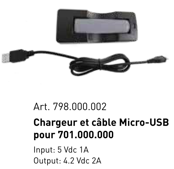 Chargeur et câble Micro-USB, 5 V / 1 A pour lampe LED COMPACT 500 Art. 701.000.000 - KRAFTWERK