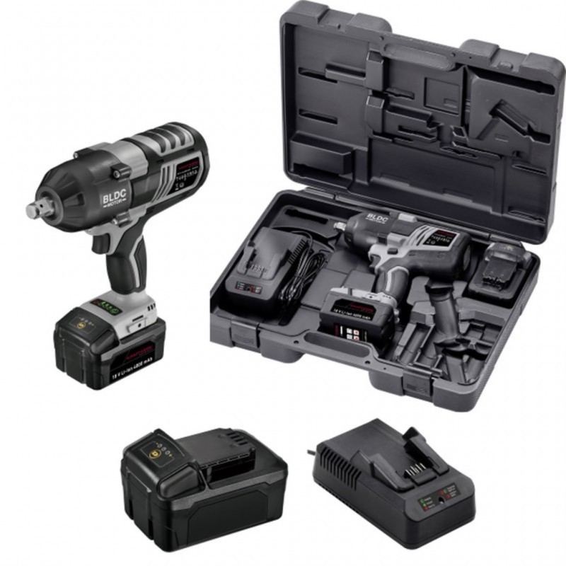 Coffret clé à choc à batterie, sans fil, 1/2", Moteur Brushless, 18 V, 1500 Nm - KRAFTWERK