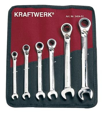 Coffret de Clé mixte à cliquet, Clickraft, flexible, 6 pièces - de 8 à 19 mm - KRAFTWERK