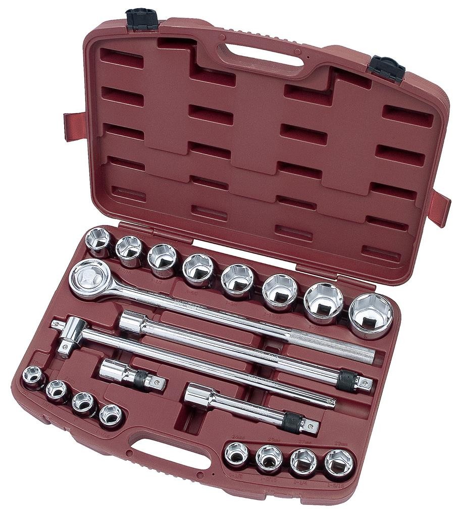Coffret de douilles avec cliquet sans fonction télescopique 3/4" 21 pièces - KRAFTWERK