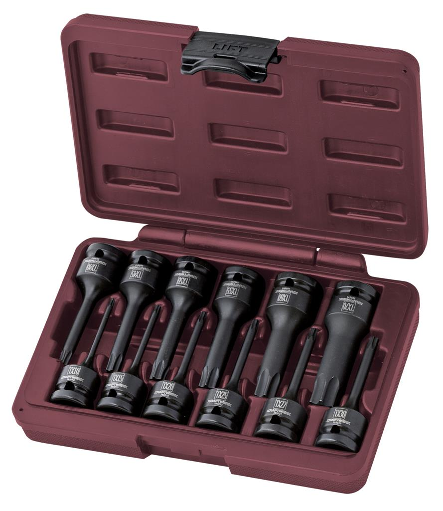 Coffret de douilles impact pour vis TX, 1/2", 12 pièces - KRAFTWERK