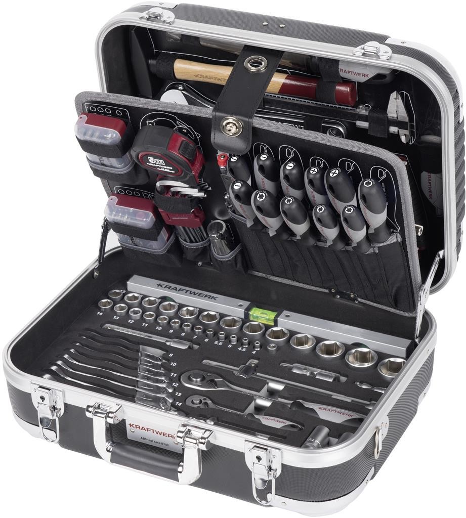 Coffret d'outils B100, en ABS, 1/4" + 1/2", 170 pièces - KRAFTWERK