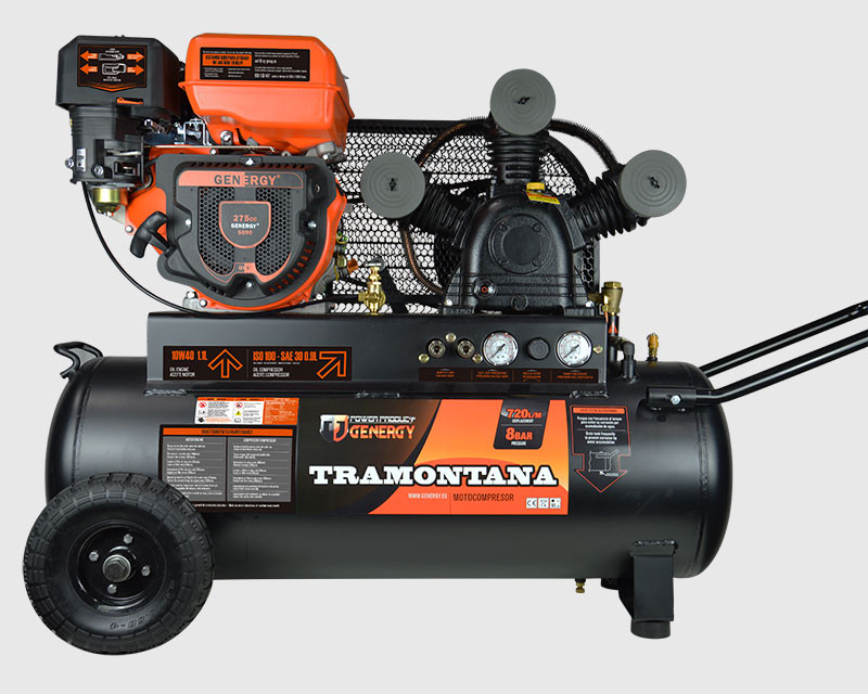 Compresseur d'air essence TRAMONTANA 760L - 760 L/m - 8 bar - Démarrage manuel - GENERGY