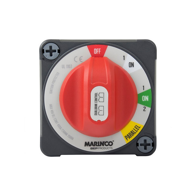 Coupleur de batterie 1, 2, 1/2, Parallèle, Off - 400A - Façade détachable - Marinco BEP