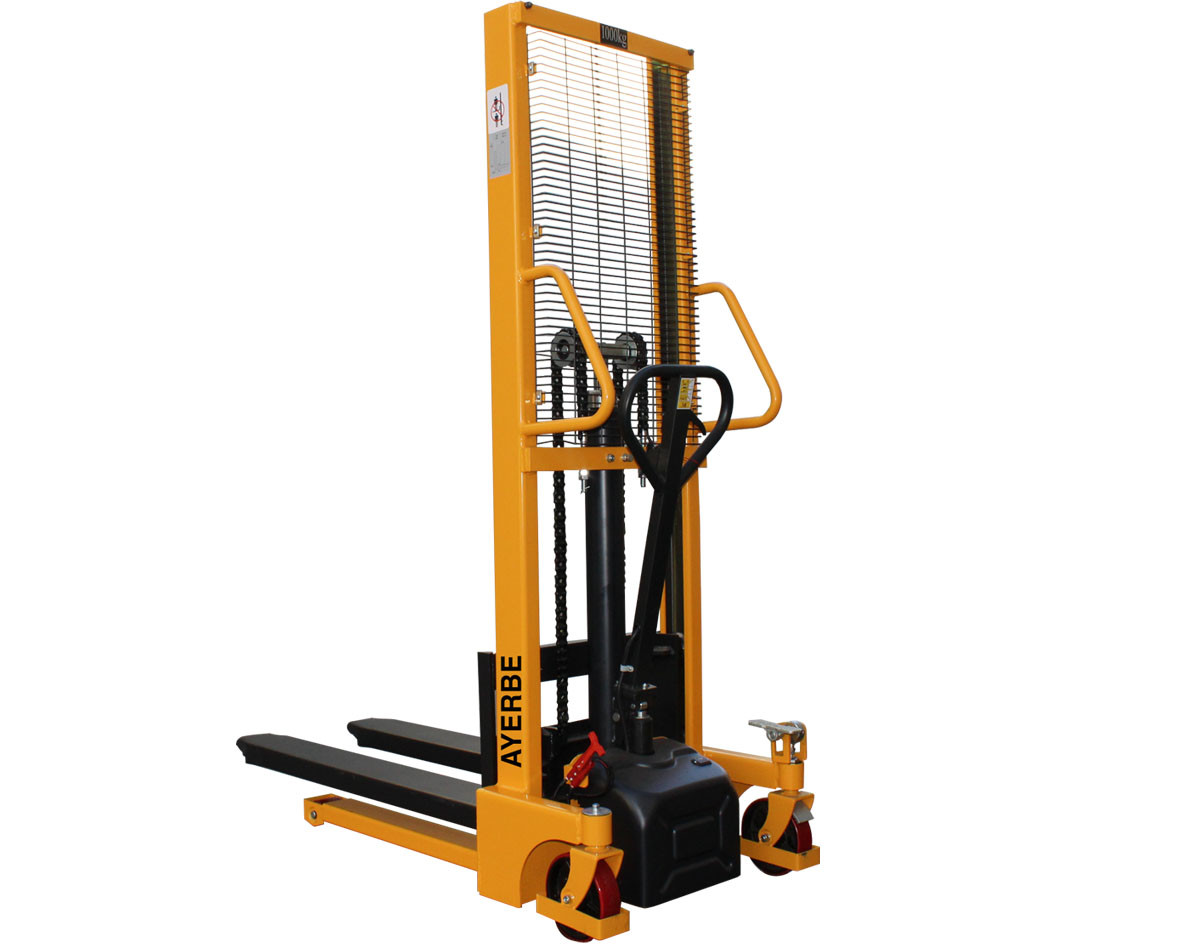 Gerbeur semi-électrique AY-2500-ASE - Hauteur de levage 2500 mm - Fourches 1150x550 mm - 800 kg - AYERBE