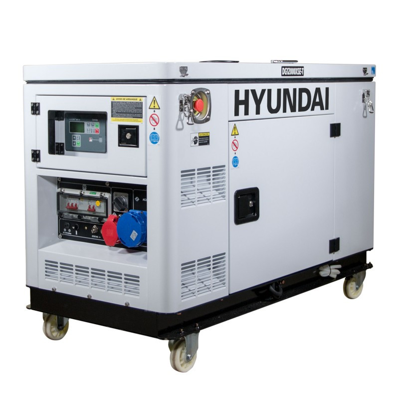 Groupe électrogène DHY1200XSET- Diesel - 230V 9 kW 400V 11.5 kVA - Refroidissement par eau - HYUNDAI