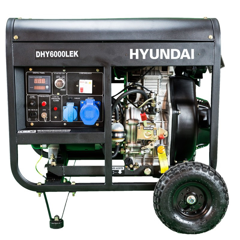 Groupe électrogène DHY6000LEK - Diesel - Monophasé 230V 5.5 kW - AVR - HYUNDAI