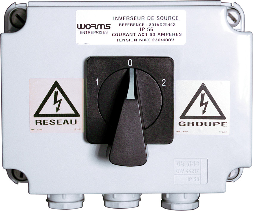 Inverseur de source IS 63 A - 44 kVA - 400 V - 3P+N - IMER FRANCE