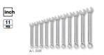 Jeu de 11 clés combinées en pouce polies miroir 3/8" à 1" - KRAFTWERK