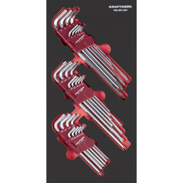 Jeu de 28 clés mâles coudées PRO LINE EVA - Insert 20x40 cm - KRAFTWERK