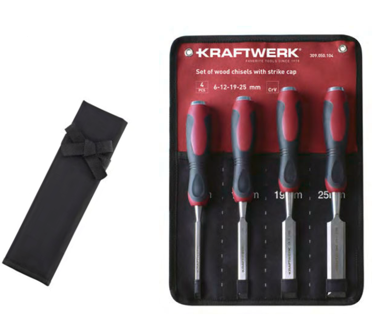 Jeu de 4 ciseaux à bois avec capot de choc, 6-12-19-25 mm - KRAFTWERK