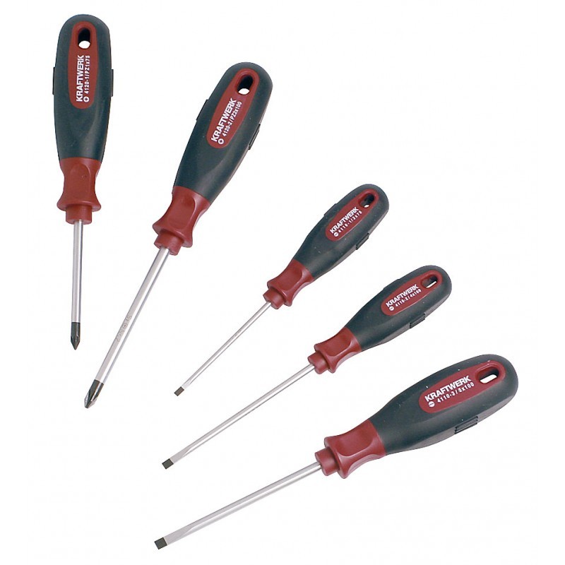 Jeu de 5 tournevis pour vis à fente et Phillips Ergokraft - KRAFTWERK