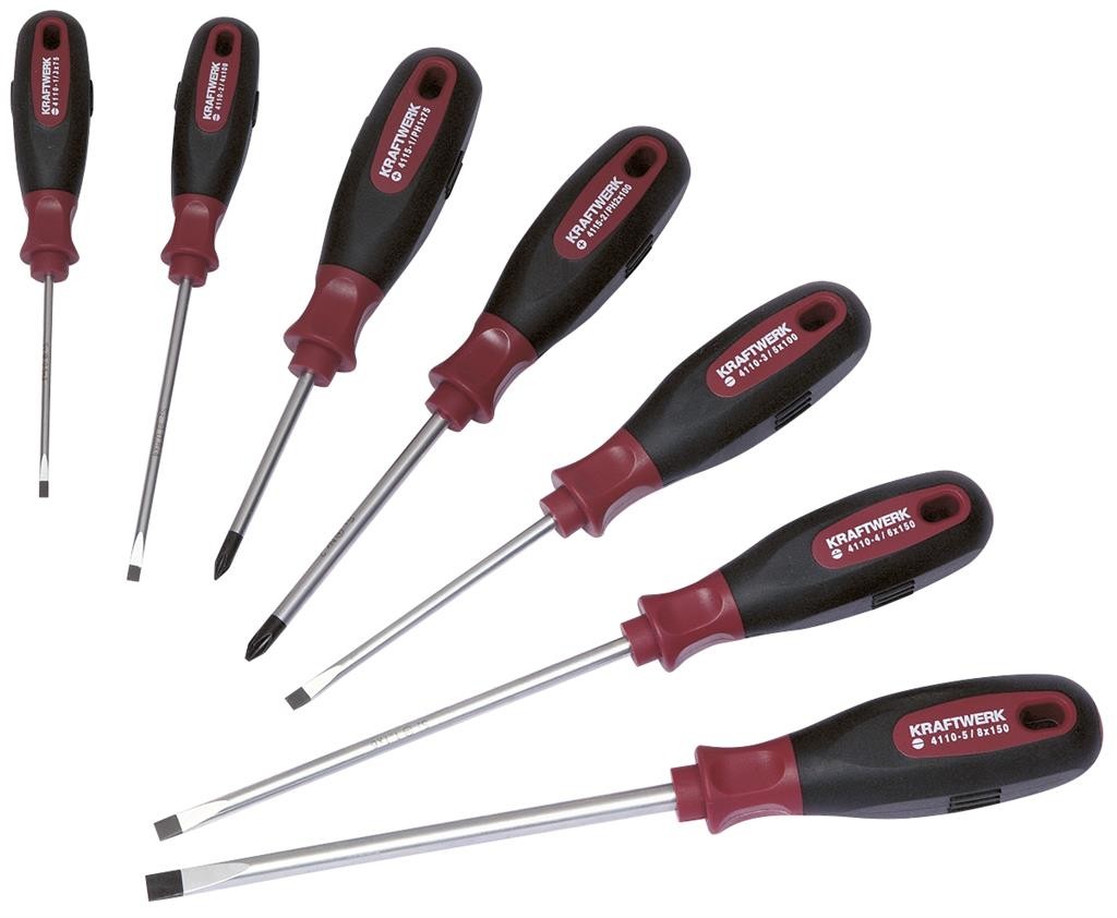 Jeu de 7 tournevis pour vis à fente et Phillips Ergokraft - KRAFTWERK