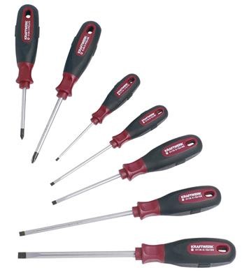 Jeu de 7 tournevis pour vis à fente et Pozidriv Ergokraft - KRAFTWERK
