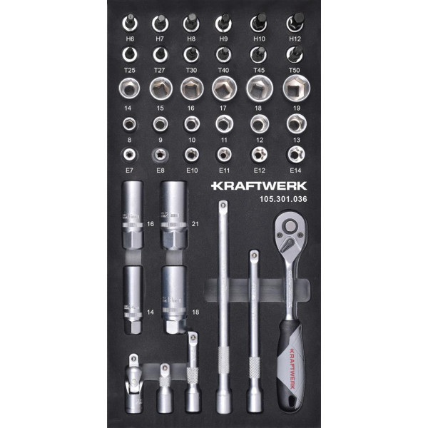 Jeu de clés à cliquet réversibles 3/8" Inlay 20x40 avec 40 outils - KRAFTWERK