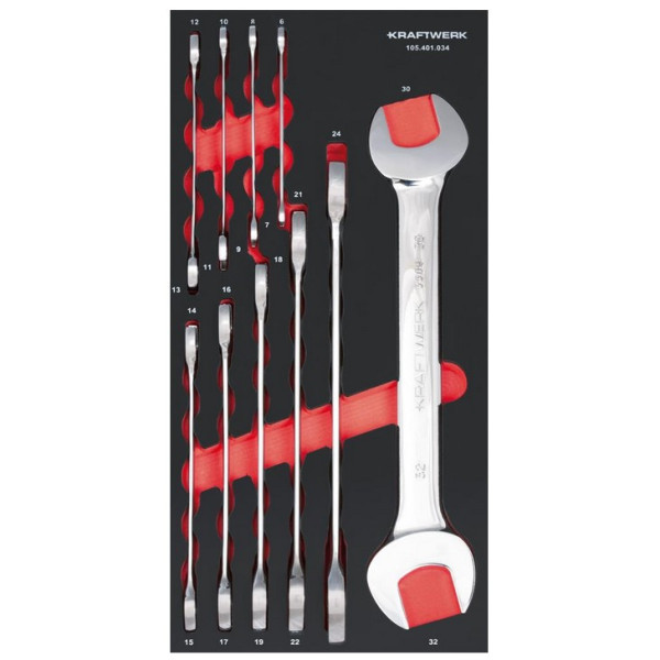 Jeu de clés à fourche double PRO LINE EVA3 Inlay 20x40 avec 10 outils - KRAFTWERK