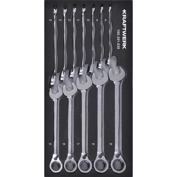 Jeu de cliquets à anneaux Inlay 20x40 avec 12 outils - KRAFTWERK