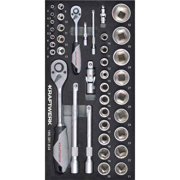 Jeu de cliquets réversibles 1/2" et 1/4" Insert 20x40 avec 40 outils - KRAFTWERK