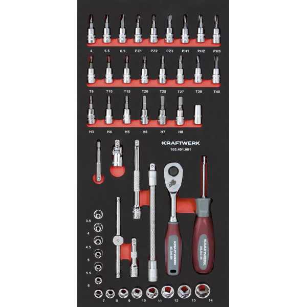 Jeu de douilles 1/4" inlay 20x40 - 46 pièces - KRAFTWERK