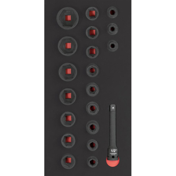 Jeu de douilles à chocs 1/2" inlay 20x40 avec 20 outils - KRAFTWERK
