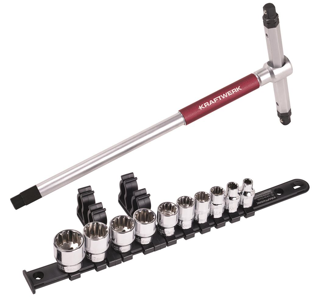 Jeu de douilles COMBI 3/8" avec clé T, 11 pièces - KRAFTWERK