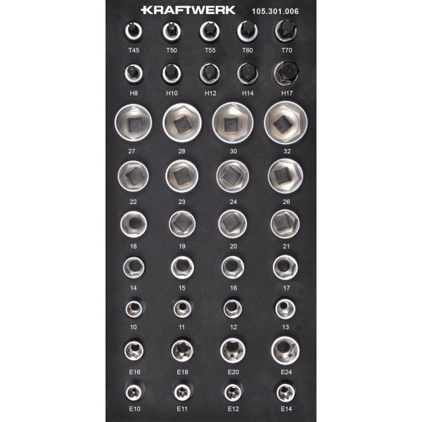 Jeu de douilles hexagonales 1/2" TX inlay 20x40 avec 38 outils - KRAFTWERK