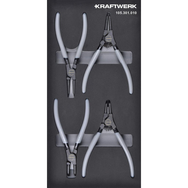 Jeu de pinces pour circlips - Insert 40x20 cm avec 4 outils - KRAFTWERK
