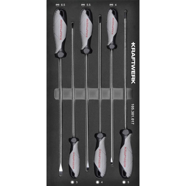 Jeu de tournevis extra longs à fente insert 40x20 avec 6 pièces - KRAFTWERK