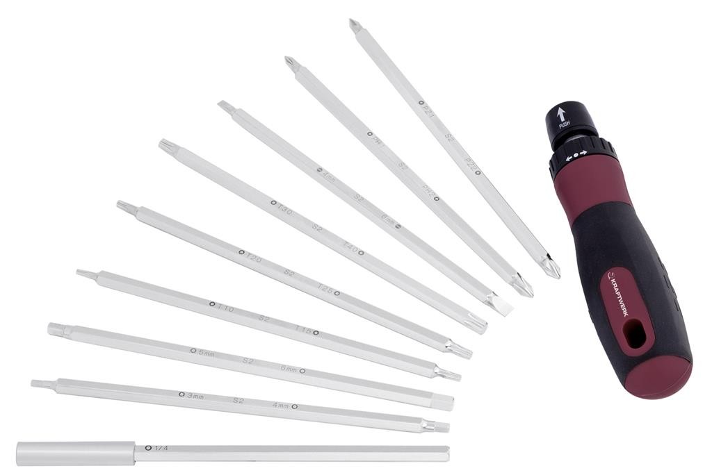 Jeu de tournevis réversibles à cliquet, 10 pièces : 8 lames (16 tournevis) - KRAFTWERK