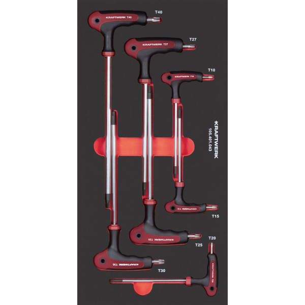 Jeu de tournevis TX PRO LINE EVA3 avec poignée en T avec 7 outils - KRAFTWERK