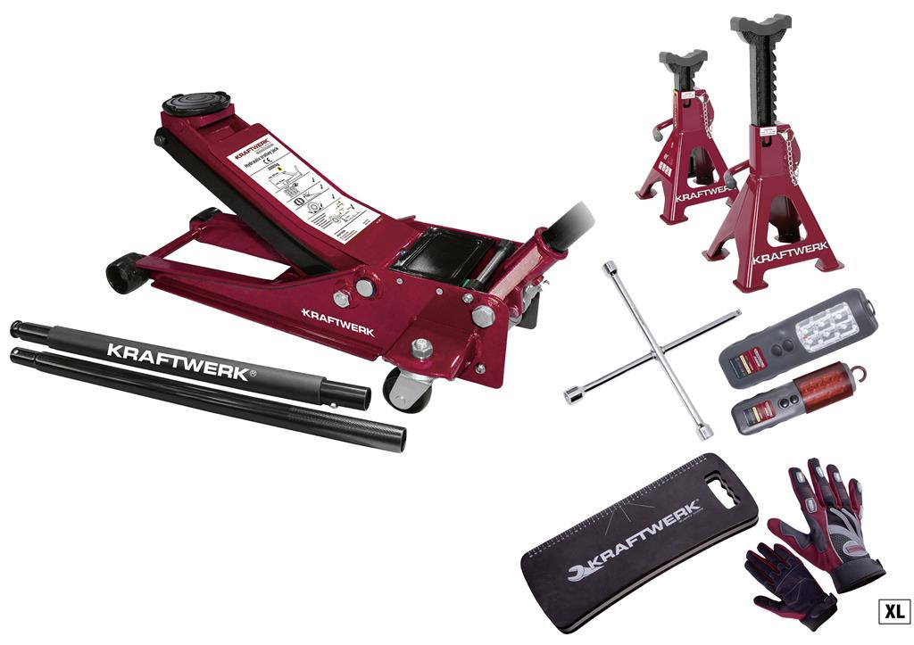 Jeu d'outils de changement de roue - 6 pièces avec cric 2T - KRAFTWERK