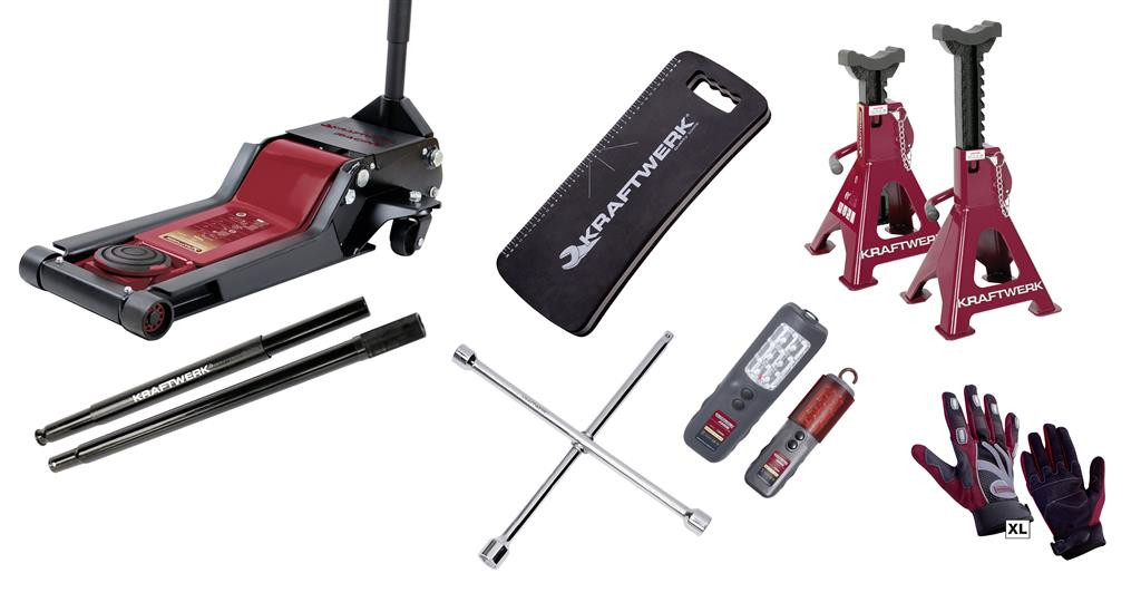 Jeu d'outils de changement de roue - 6 pièces avec cric 3T - KRAFTWERK