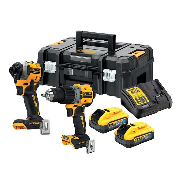 Kit 2 outils - Perceuse à percussion + visseuse à chocs + 2 batteries XR 18V 5Ah Li-Ion Powerstack - DEWALT