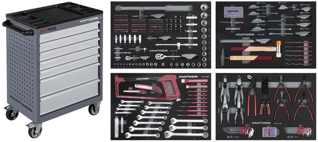Servante d?atelier BASIC LINE BT700, 7 tiroirs avec 337 outils - KRAFTWERK