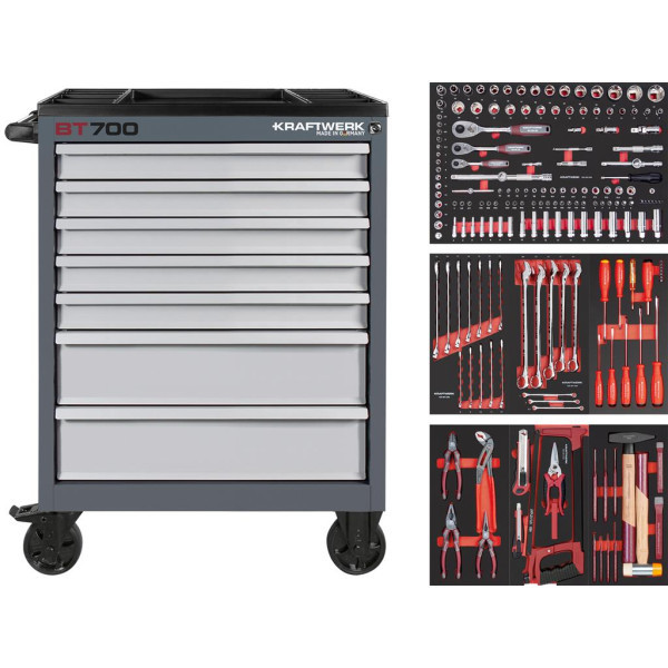 Servante d'atelier BT700 7 tiroirs avec 189 outils - KRAFTWERK