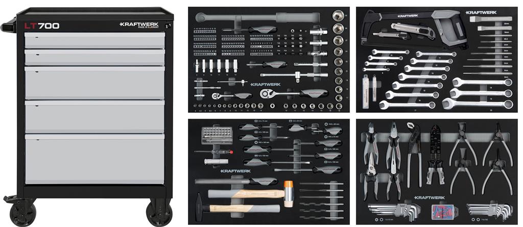 Servante d?atelier LT LINE LT700 - 5 Tiroirs 60x40 cm avec 337 outils - KRAFTWERK