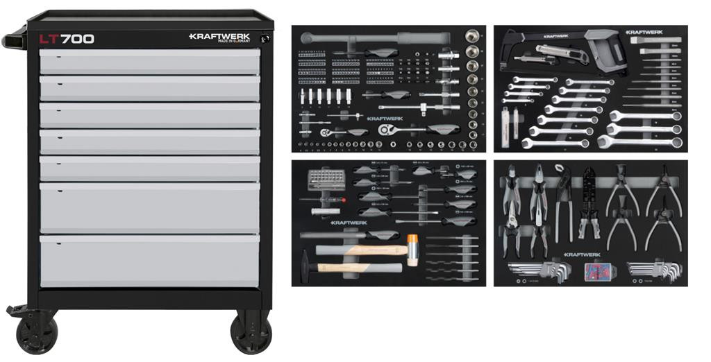 Servante d'atelier LT700 LT LINE - 7 tiroirs avec 337 outils - KRAFTWERK
