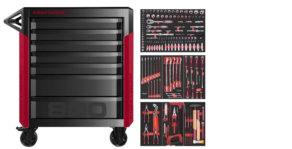 Servante d'atelier PT800 PRO LINE 7 tiroirs avec 189 outils - KRAFTWERK