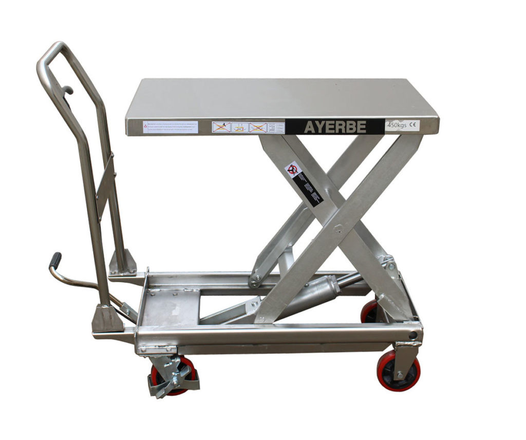 Table élévatrice hydraulique AY-450-MH-INOX - manuel - Charge utile 450 kg - AYERBE