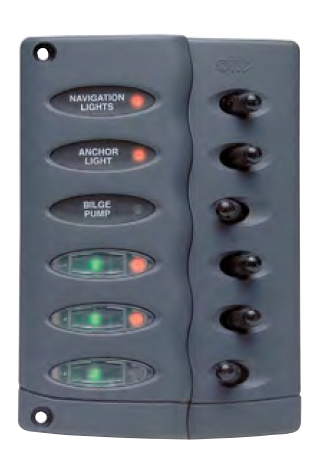 Tableau électrique à commutateur Contour 6 interrupteurs 20A IP56 - MARINCO BEP