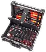 Valise professionnelle en ALU avec outils VDE isolés PRO LINE, 123 pièces - KRAFTWERK
