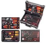 Valise professionnelle en ALU avec outils VDE isolés PRO LINE, 123 pièces - KRAFTWERK