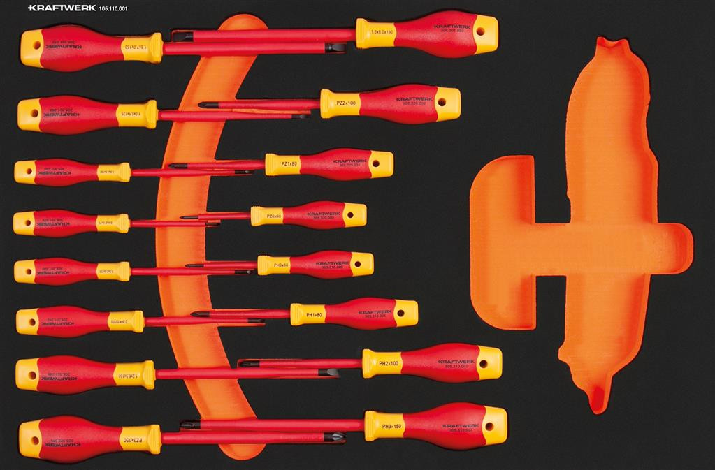 VDE Insert avec tournevis à fente / Philips / Pozidriv - 16 pièces - KRAFTWERK