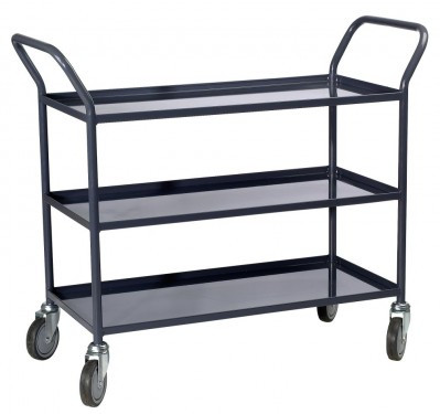 Chariot 3 plateaux tôle avec rebord, 935 x 435 mm - plateau tôle - Charge utile 200 kg - FIMM