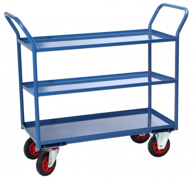 Chariot 3 plateaux tôle avec rebord - 935 x 435 mm - Plateau tôle - Charge utile 400 kg - FIMM