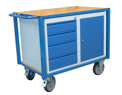 Chariot de service 1 bloc porte et 1 bloc tiroirs - 1060 x 680 - Plateau médium - Charge utile 500 kg - FIMM