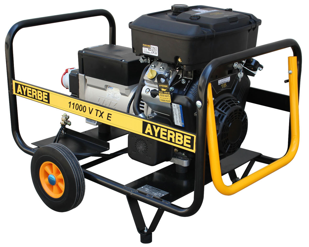 Groupe électrogène AY-11000-V-TX-E - Triphasé 400V - Vanguard essence - 10 KVA 8 KW - Démarrage électrique - AYERBE